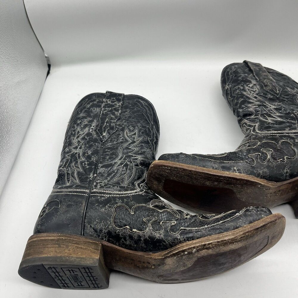 Corral Vintage Python Inlay Men’s Western Boot 9.5 Black - Picture 6 of 13